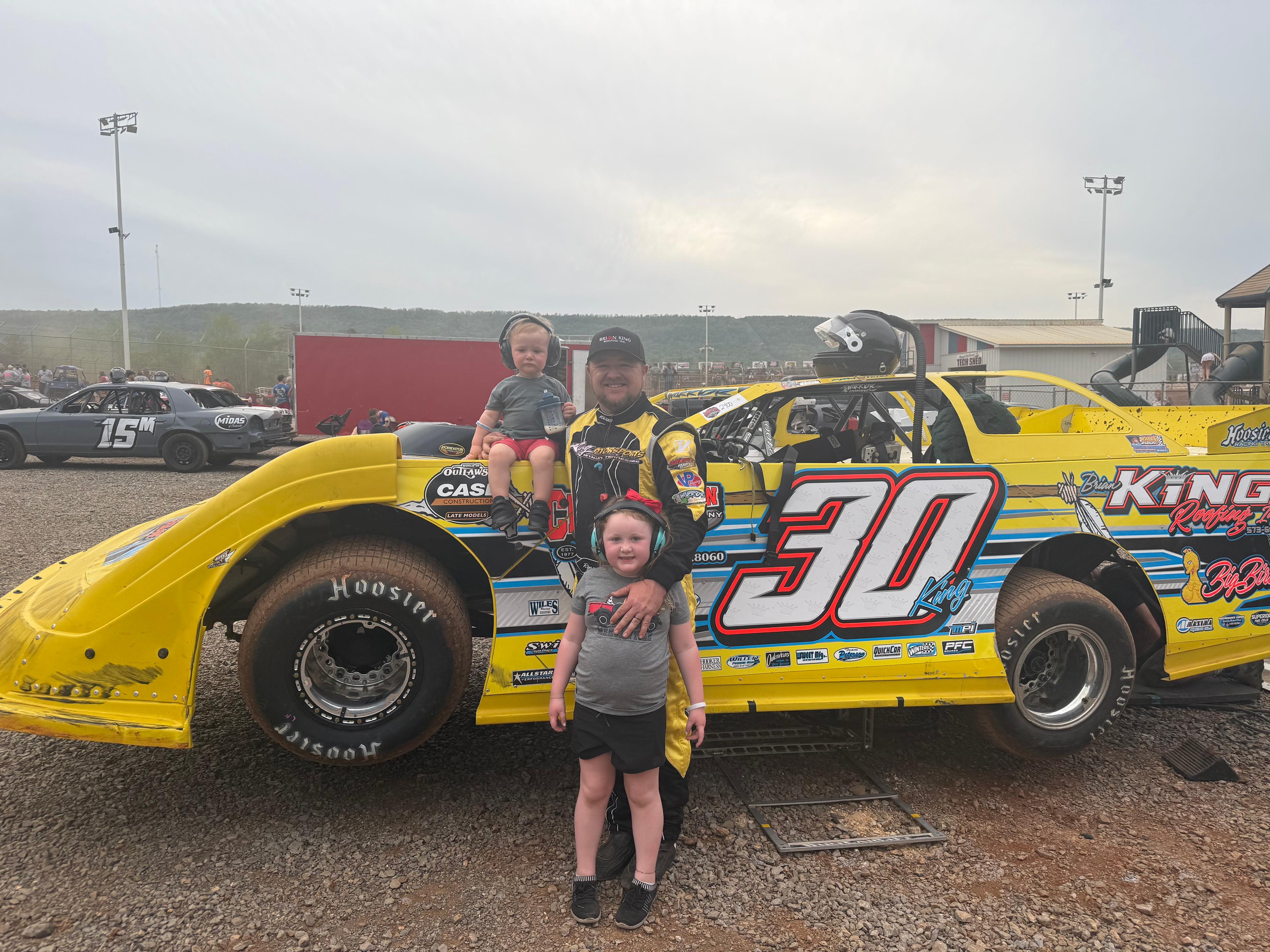 Ryan King with Kinsley and Kamden at the track