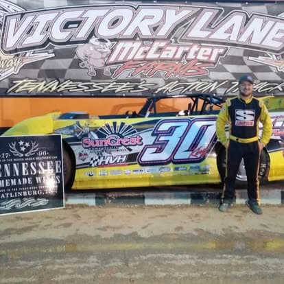 Ryan King in Victory Lane at 411 Motor Speedway