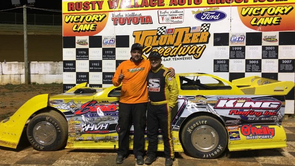 Victory Lane at Volunteer Speedway in Bulls Gap, TN, with Mike Nuchols of Warrior Race Cars
